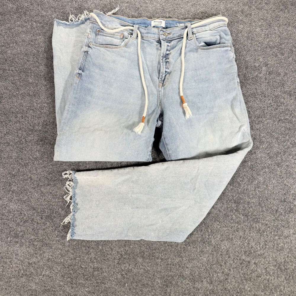 Kensie Jeans The Amber High Rise Stovepipe Raw Hem Light Wash 14/32 Blue Womens